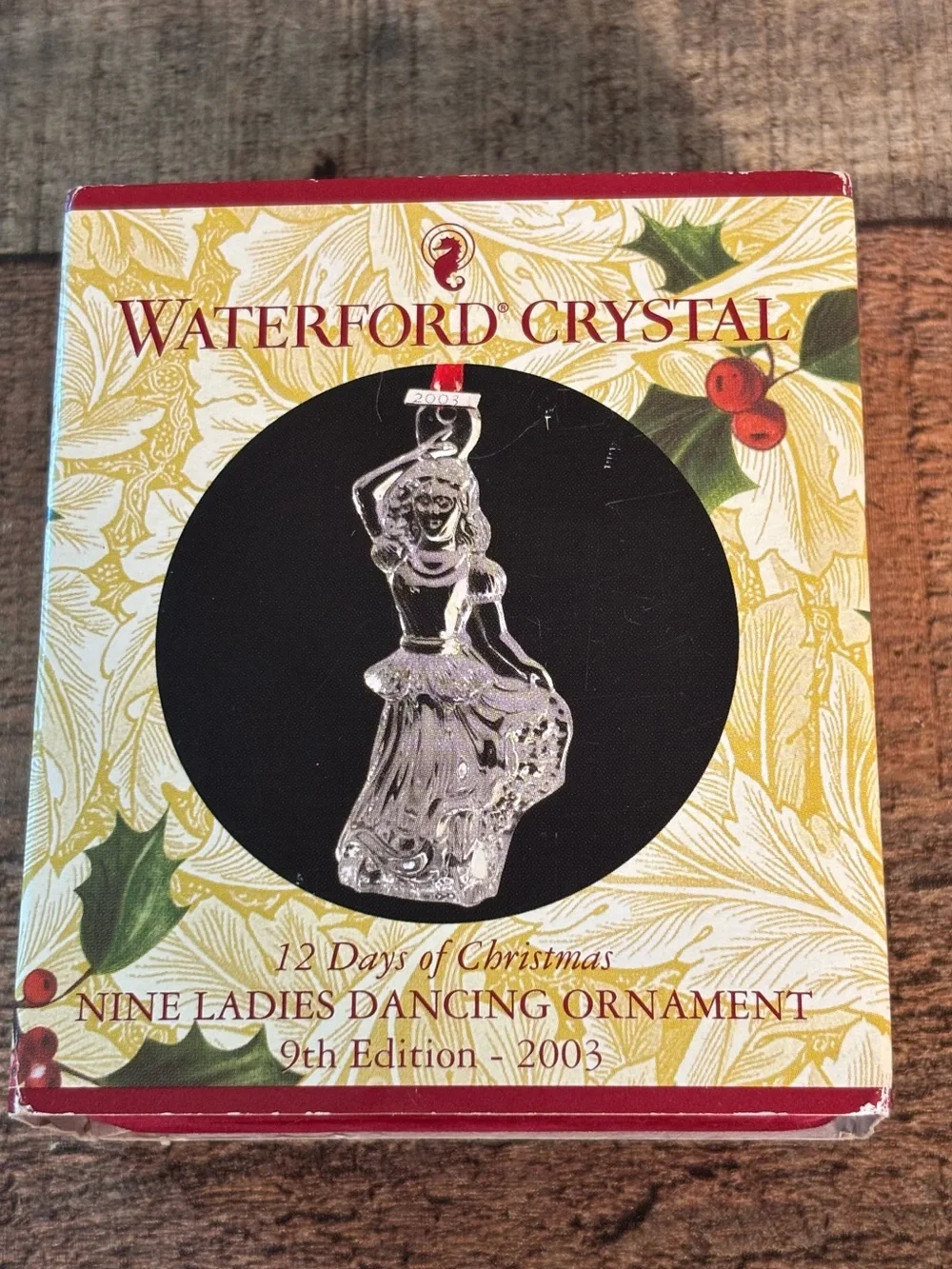 Waterford Crystal 12 Days of Christmas Ornament 9 Ladies Dancing 2003 W/Box